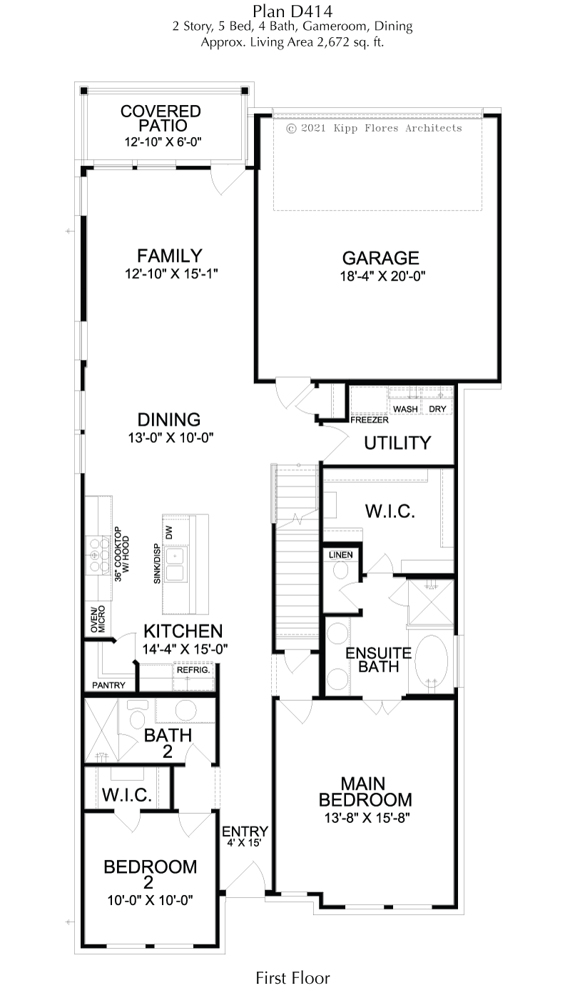 D414 1st FL - 2 Story House Plans in TX
