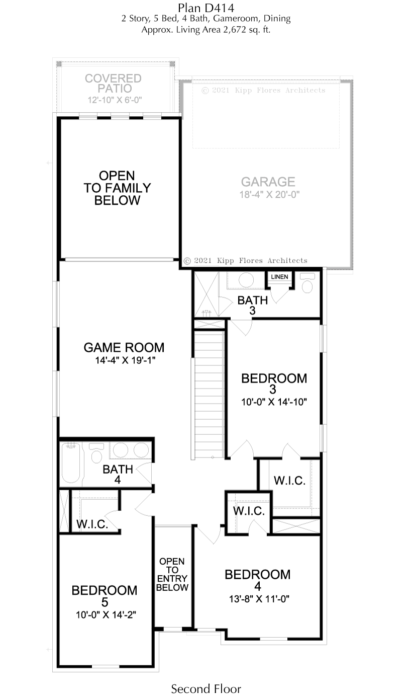 D414 2nd FL - 2 Story House Plans in TX