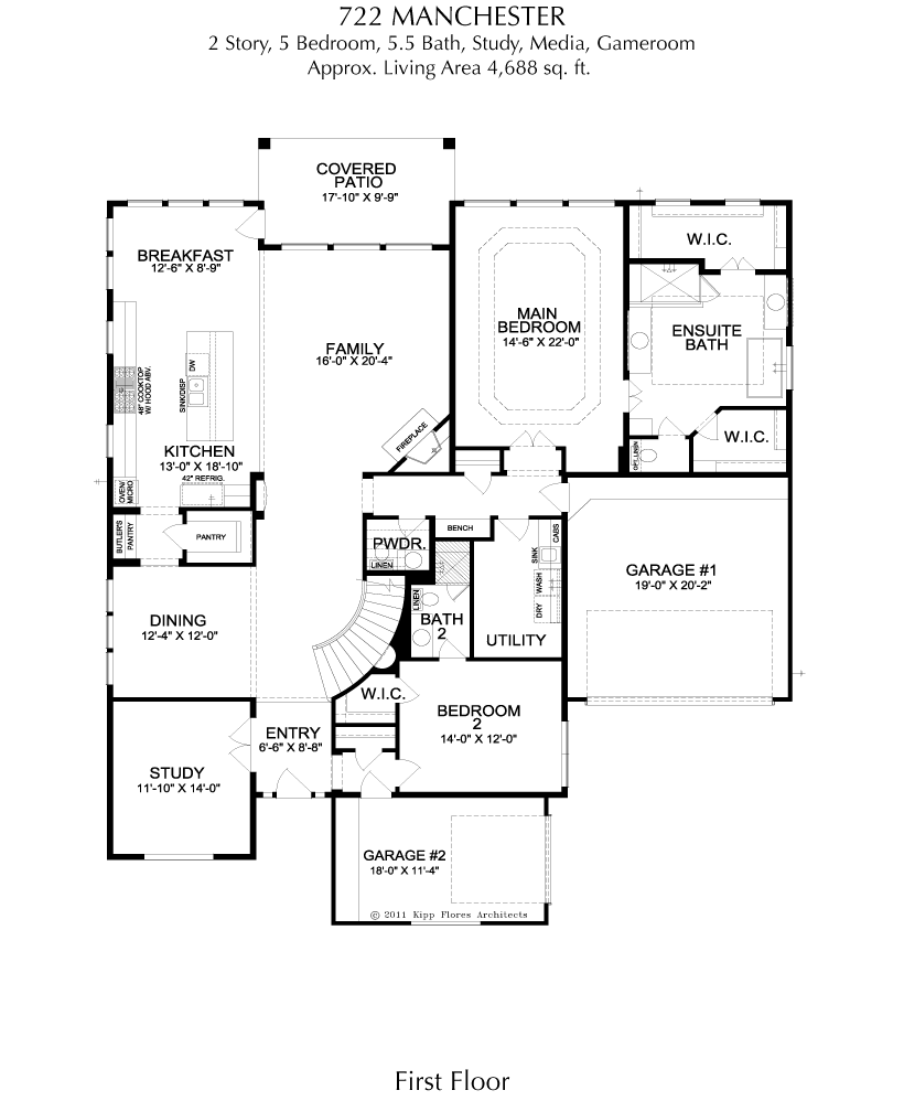 Manchester JRL 1st Floor - 2 Story House Plans in Frisco TX