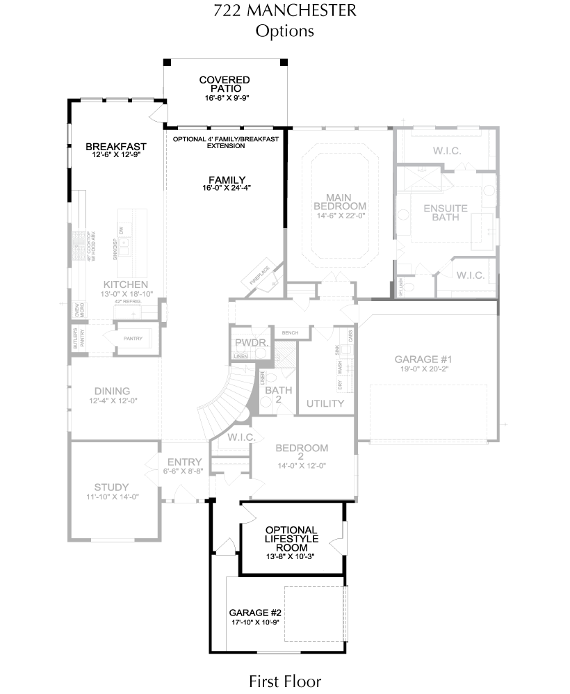 Manchester JRL 1st Floor - 2 Story House Plans in Frisco TX