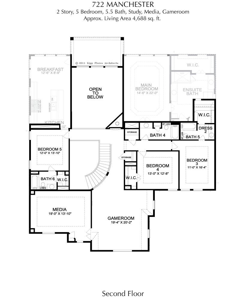 Manchester JRL 2nd Floor - 2 Story House Plans in Frisco TX