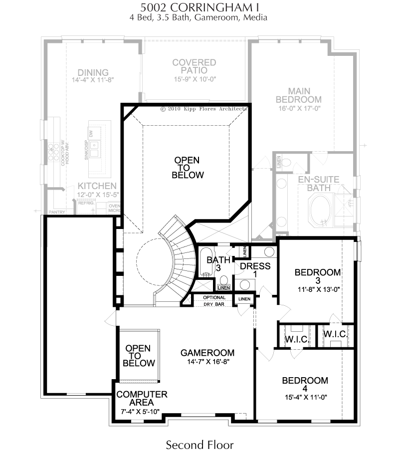Corringham 2nd Floor - 2 Story House Plans in Frisco TX