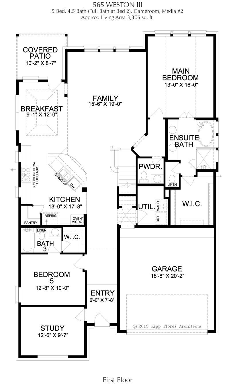 Weston 1st Floor - 2 Story House Plans in Frisco TX