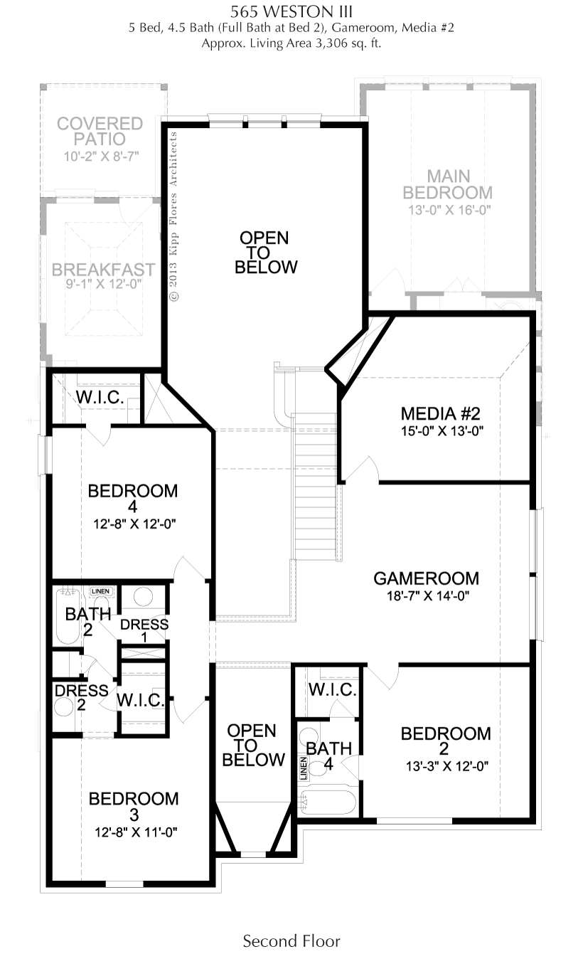 Weston 2nd Floor - 2 Story House Plans in Frisco TX