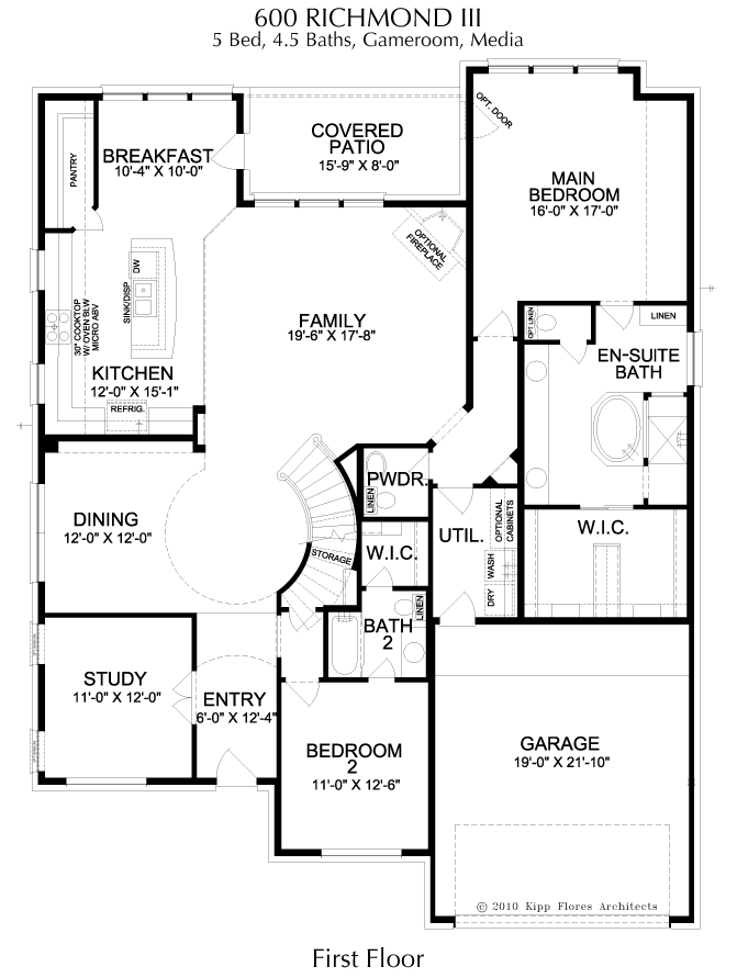 Richmond JRL 1st Floor - 2 Story House Plans in Frisco TX