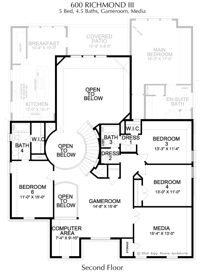Richmond JRL 2nd Floor - 2 Story House Plans in Frisco TX