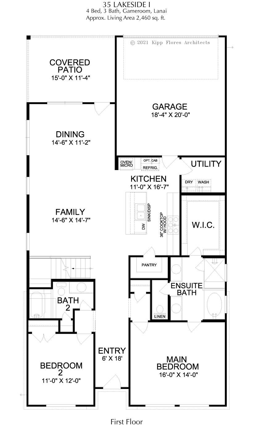 Lakeside 1st Floor - 2 Story House Plans in Rowlett TX