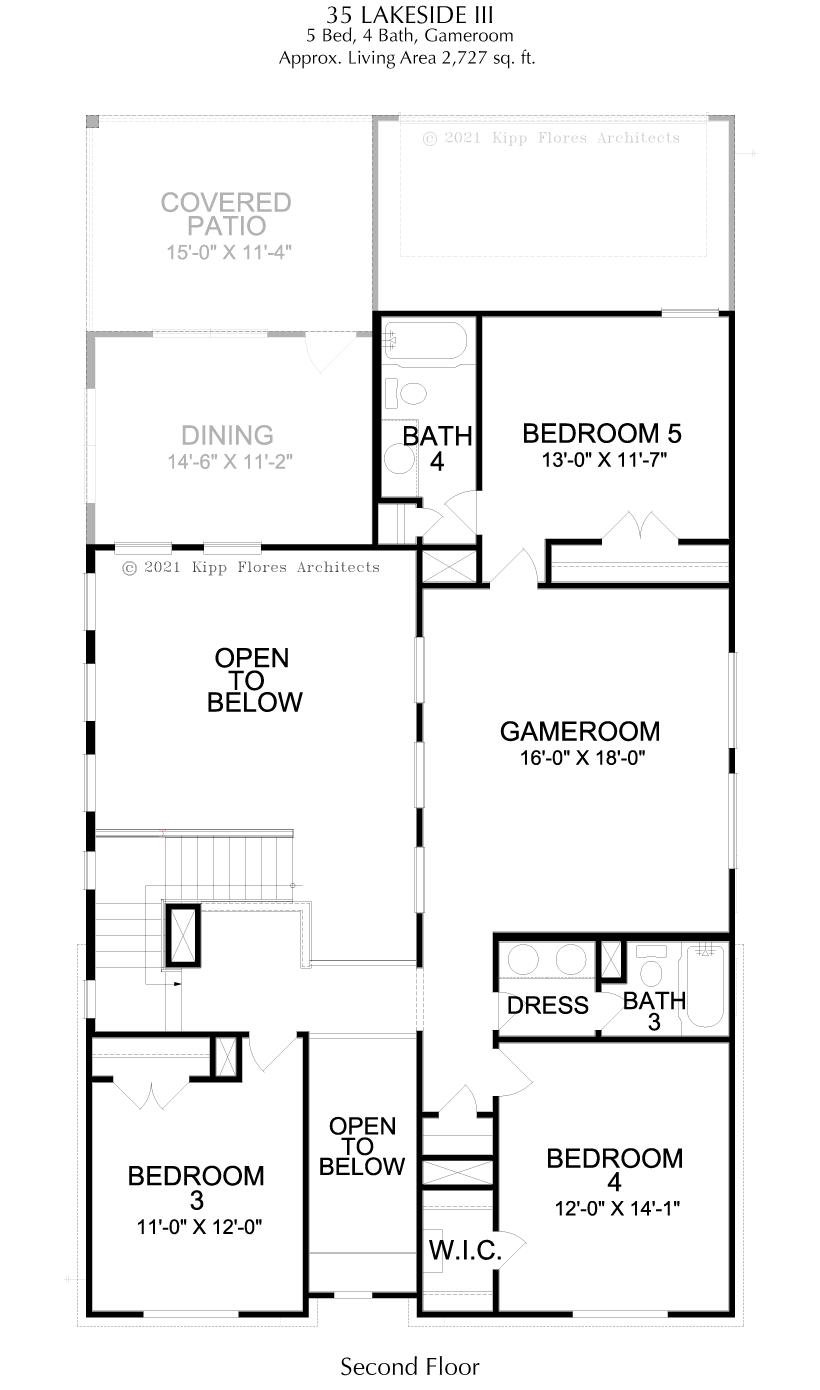 Lakeside 2nd Floor - 2 Story House Plans in Rowlett TX
