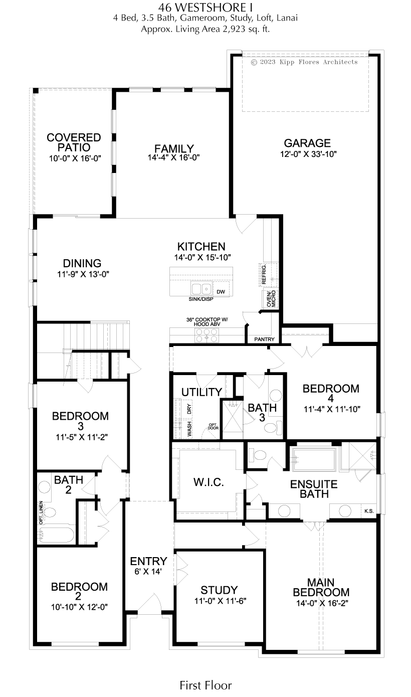 Westshore 1st Floor - 2 Story House Plans in Rowlett TX