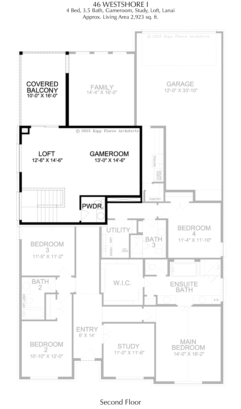 Westshore 2nd Floor - 2 Story House Plans in Rowlett TX