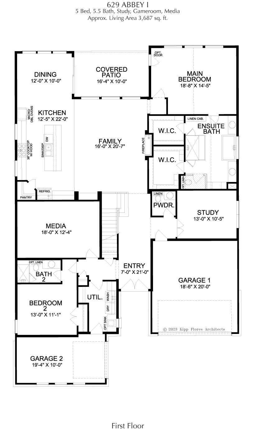Abbey JRL 1st Floor - 2 Story House Plans in Frisco TX