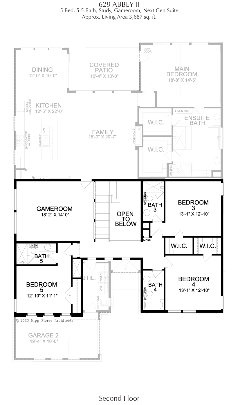 Abbey JRL 2nd Floor - 2 Story House Plans in Frisco TX