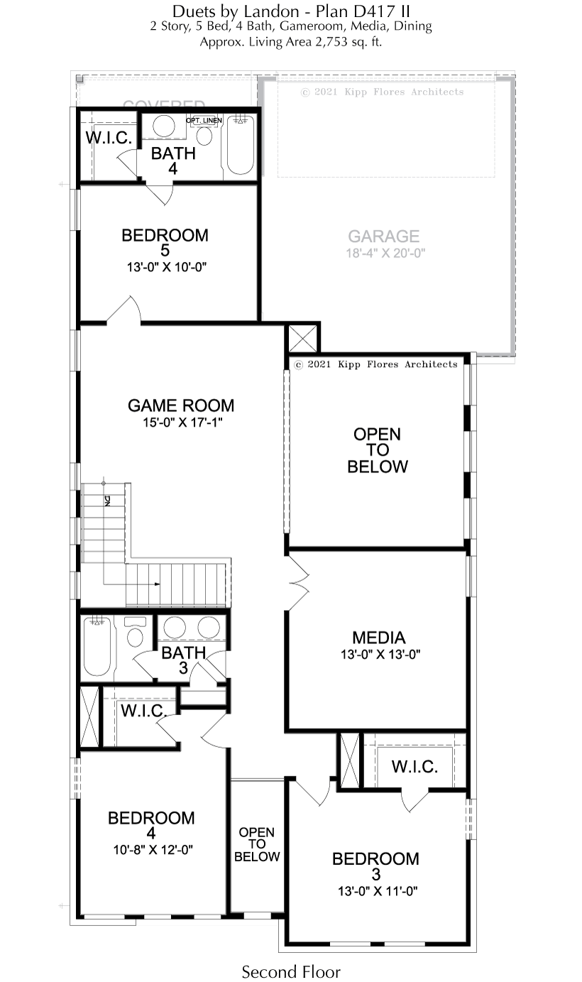 D417 2nd Floor - 2 Story House Plans in Prosper TX
