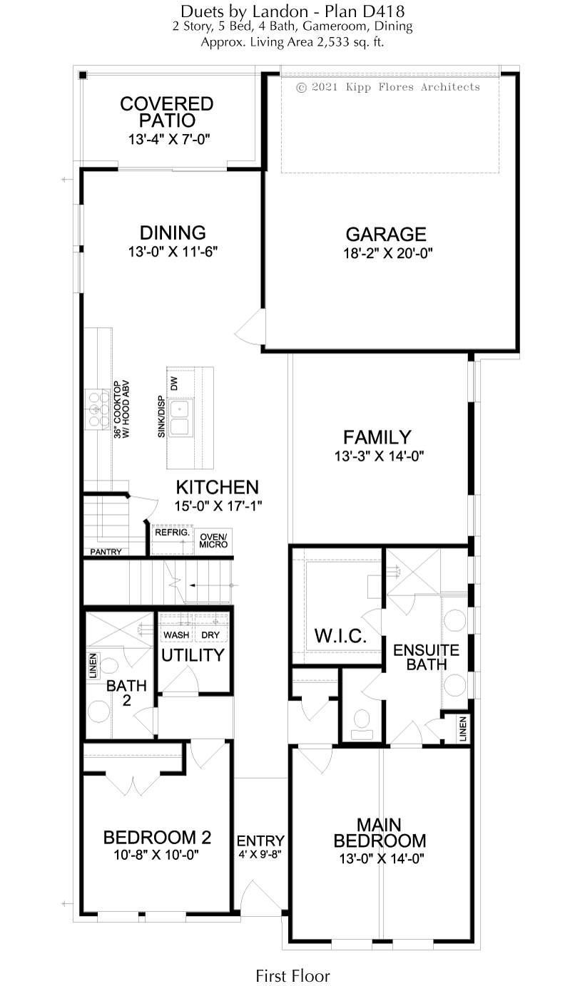 D418 1st Floor - 2 Story House Plans in Prosper TX