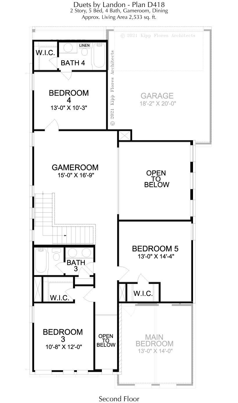 D418 2nd Floor - 2 Story House Plans in Prosper TX